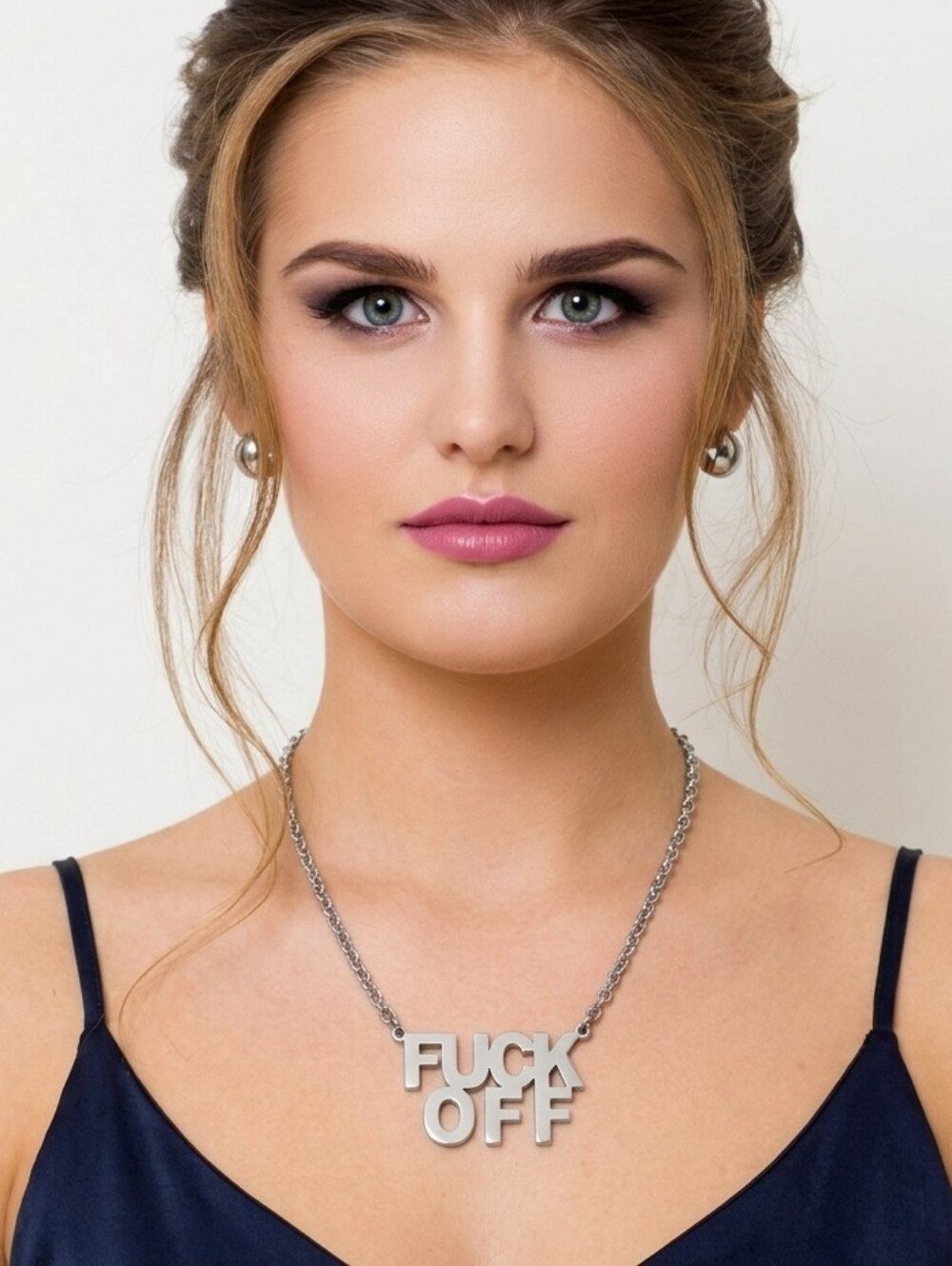 🤍▪️1Pc Explicit Letter Pendant Silver Tone F*ck Off Necklace
